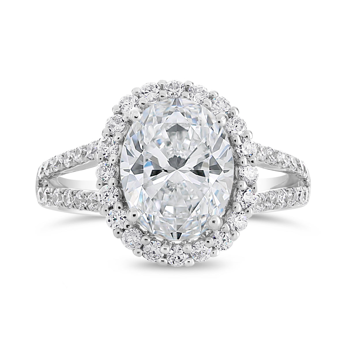 Oval Shape Diamond Halo Engagemnet Ring with Split Band - ACB063 Oval Shape Diamond Halo Engagemnet Ring with Split Band - ACB063