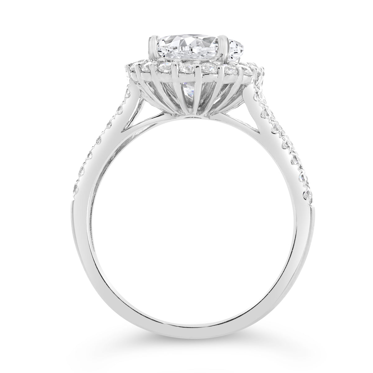 Oval Shape Diamond Halo Engagemnet Ring with Split Band - ACB063 Oval Shape Diamond Halo Engagemnet Ring with Split Band - ACB063