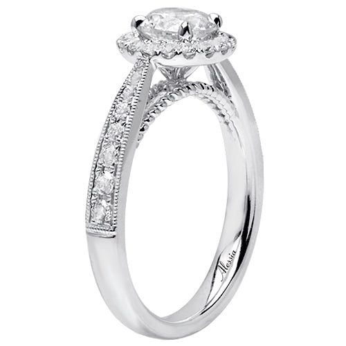 Round Brilliant Cut Diamond Halo Engagement Ring - ACB075 Round Brilliant Cut Diamond Halo Engagement Ring - ACB075