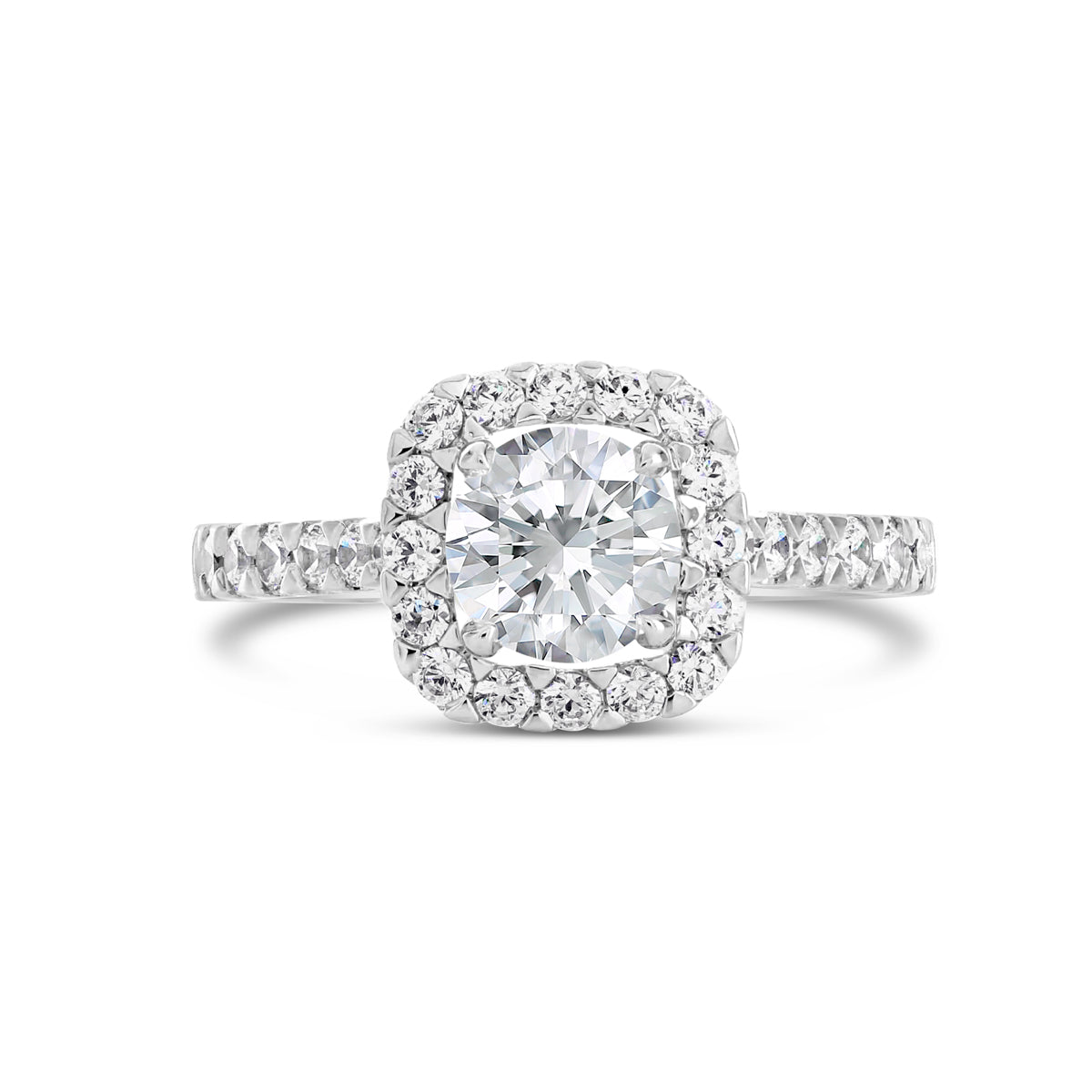 Round Brilliant Cut Diamond Halo Engagement Ring - ACB080 Round Brilliant Cut Diamond Halo Engagement Ring - ACB080