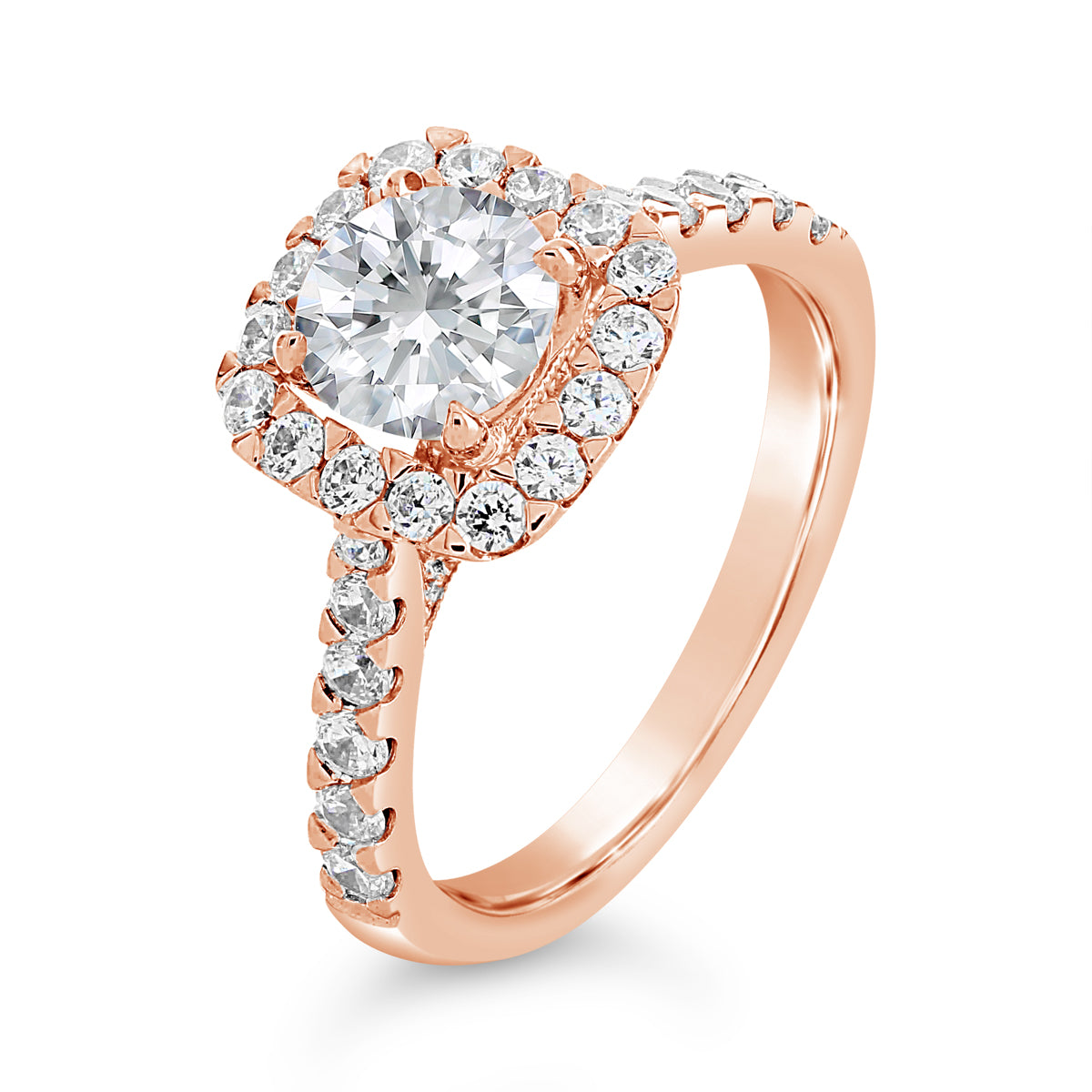 Round Brilliant Cut Diamond Halo Engagement Ring - ACB080 Round Brilliant Cut Diamond Halo Engagement Ring - ACB080