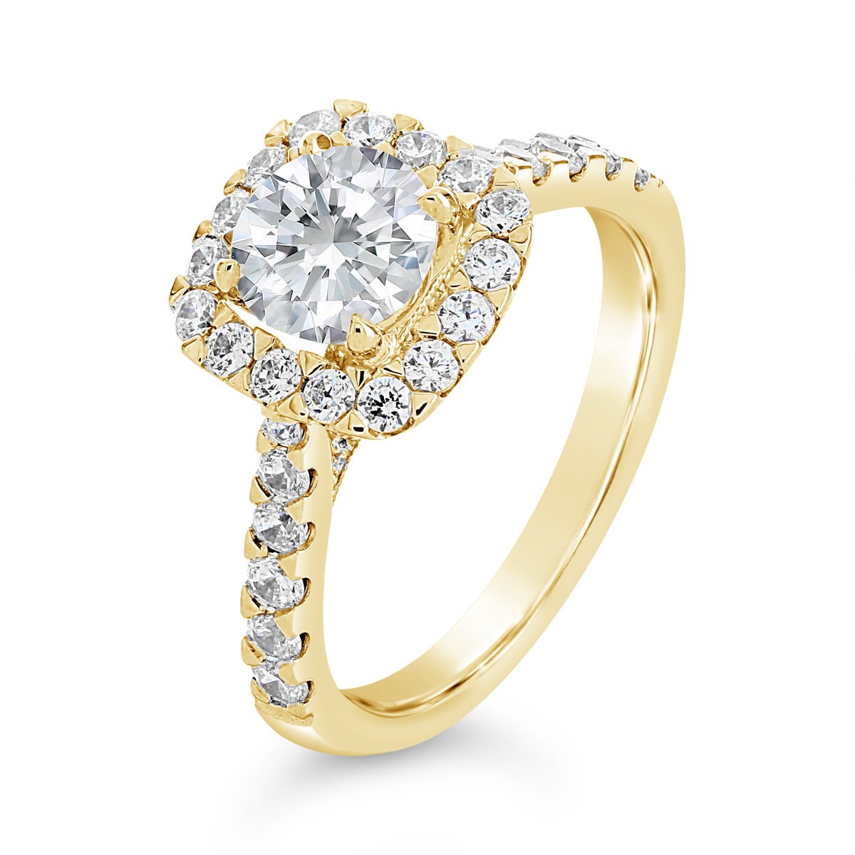 Round Brilliant Cut Diamond Halo Engagement Ring - ACB080 Round Brilliant Cut Diamond Halo Engagement Ring - ACB080
