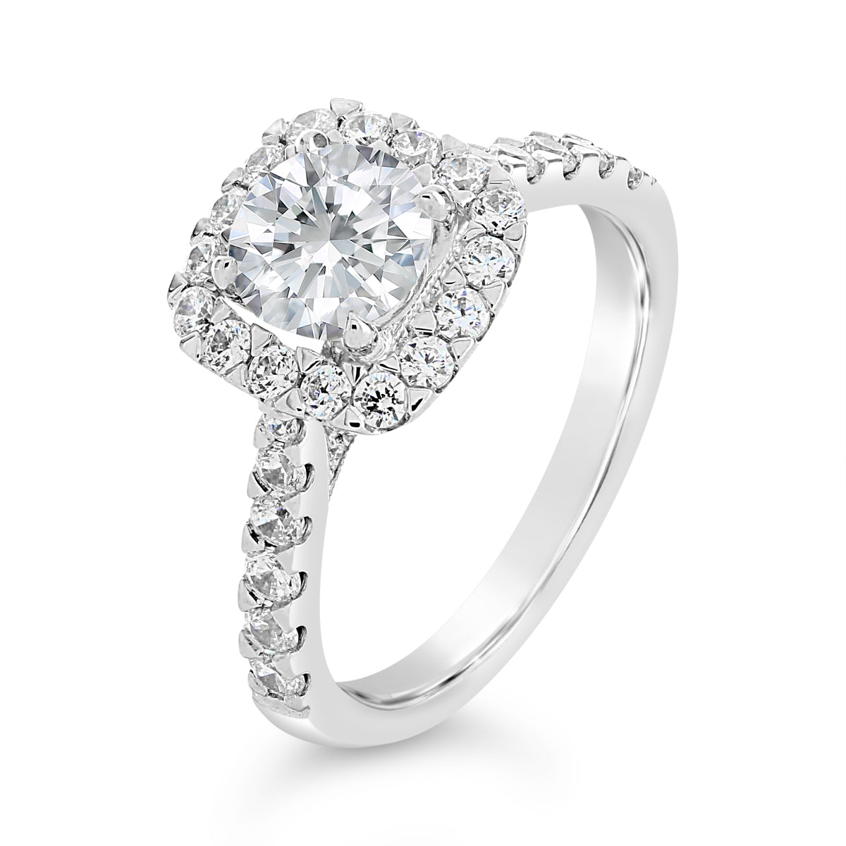 Round Brilliant Cut Diamond Halo Engagement Ring - ACB080 Round Brilliant Cut Diamond Halo Engagement Ring - ACB080