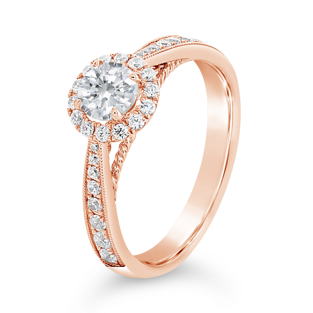 Round Brilliant Cut Diamond Halo Engagement Ring - ACB082 Round Brilliant Cut Diamond Halo Engagement Ring - ACB082