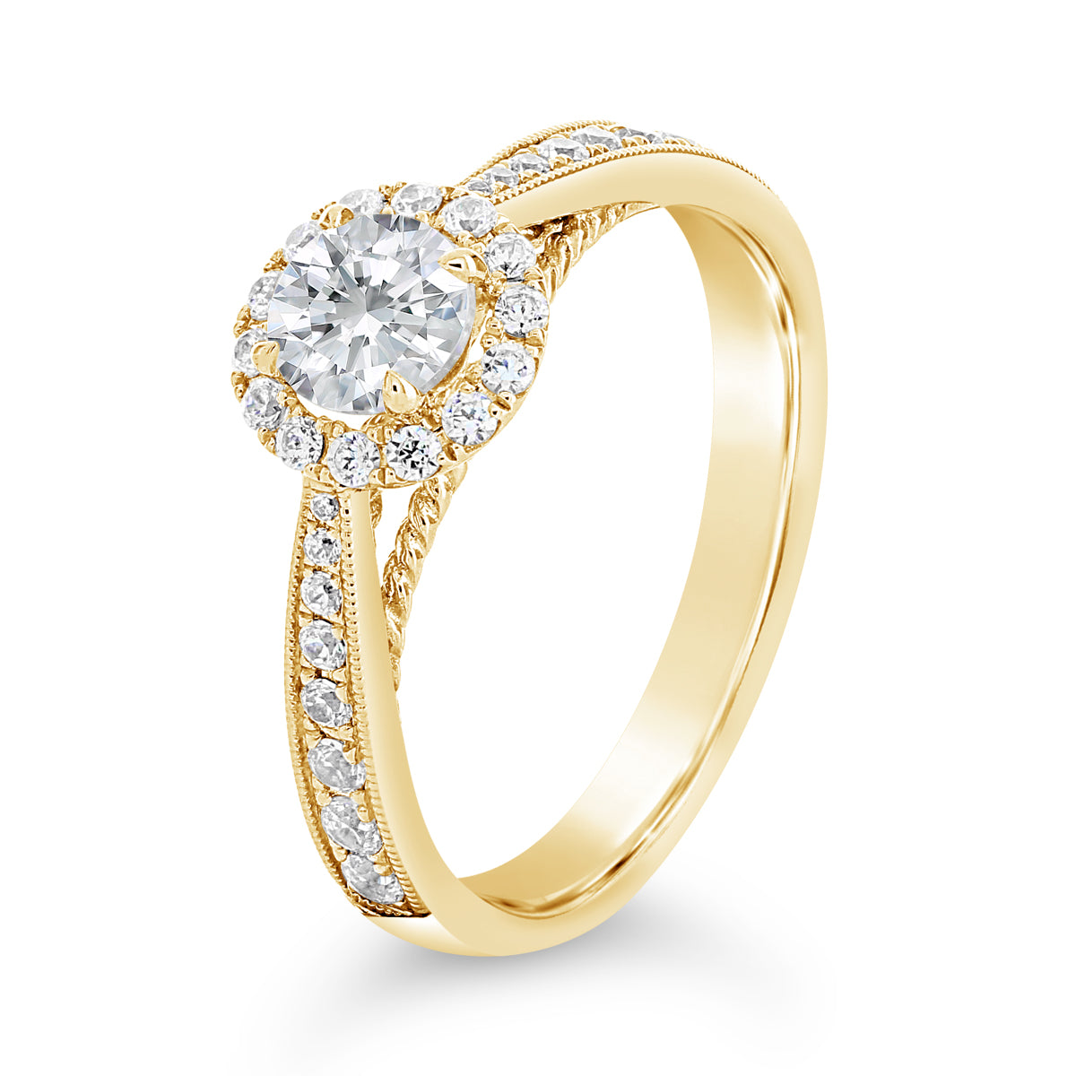 Round Brilliant Cut Diamond Halo Engagement Ring - ACB082 Round Brilliant Cut Diamond Halo Engagement Ring - ACB082