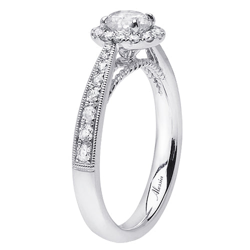 Round Brilliant Cut Diamond Halo Engagement Ring - ACB082 Round Brilliant Cut Diamond Halo Engagement Ring - ACB082