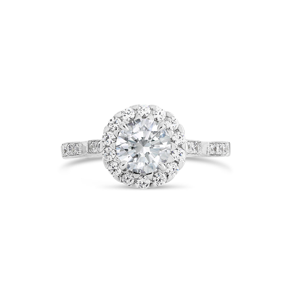 Round Brilliant Cut Diamond Halo Engagement Ring - ACB085 Round Brilliant Cut Diamond Halo Engagement Ring - ACB085