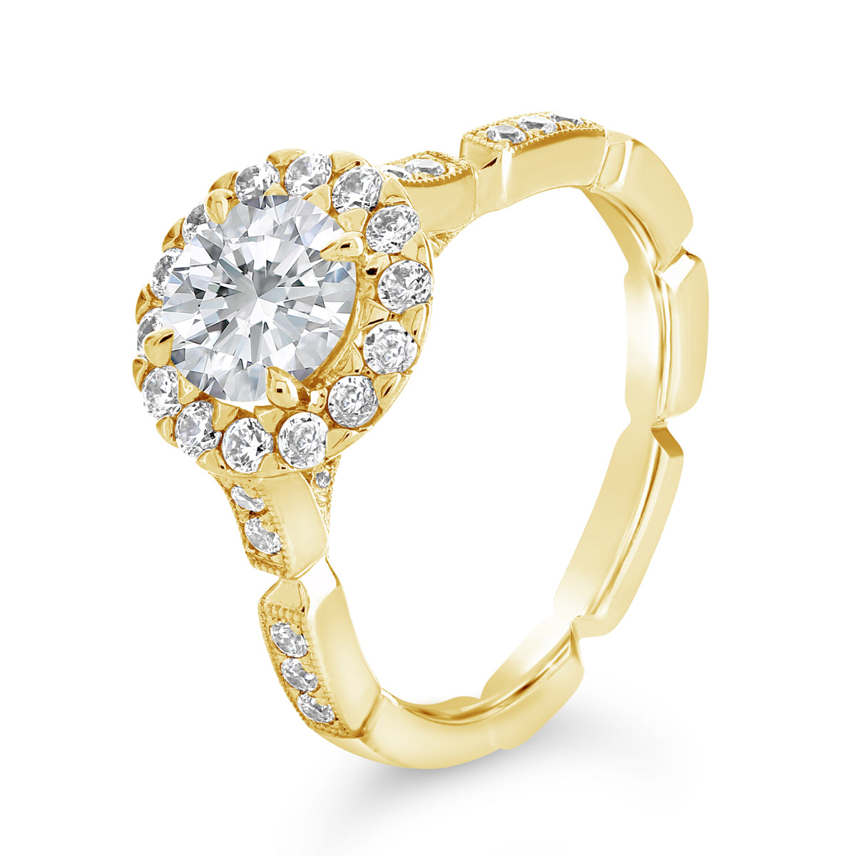 Round Brilliant Cut Diamond Halo Engagement Ring - ACB085 Round Brilliant Cut Diamond Halo Engagement Ring - ACB085