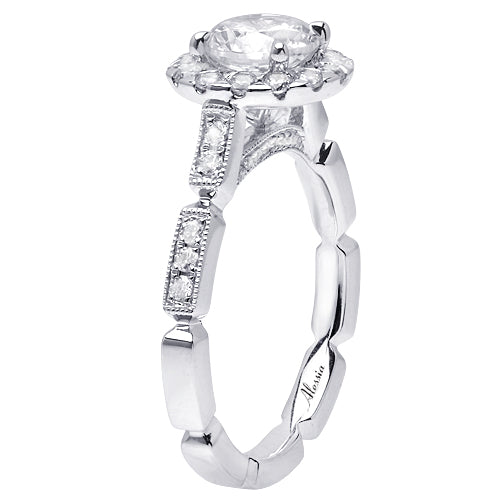 Round Brilliant Cut Diamond Halo Engagement Ring - ACB085 Round Brilliant Cut Diamond Halo Engagement Ring - ACB085