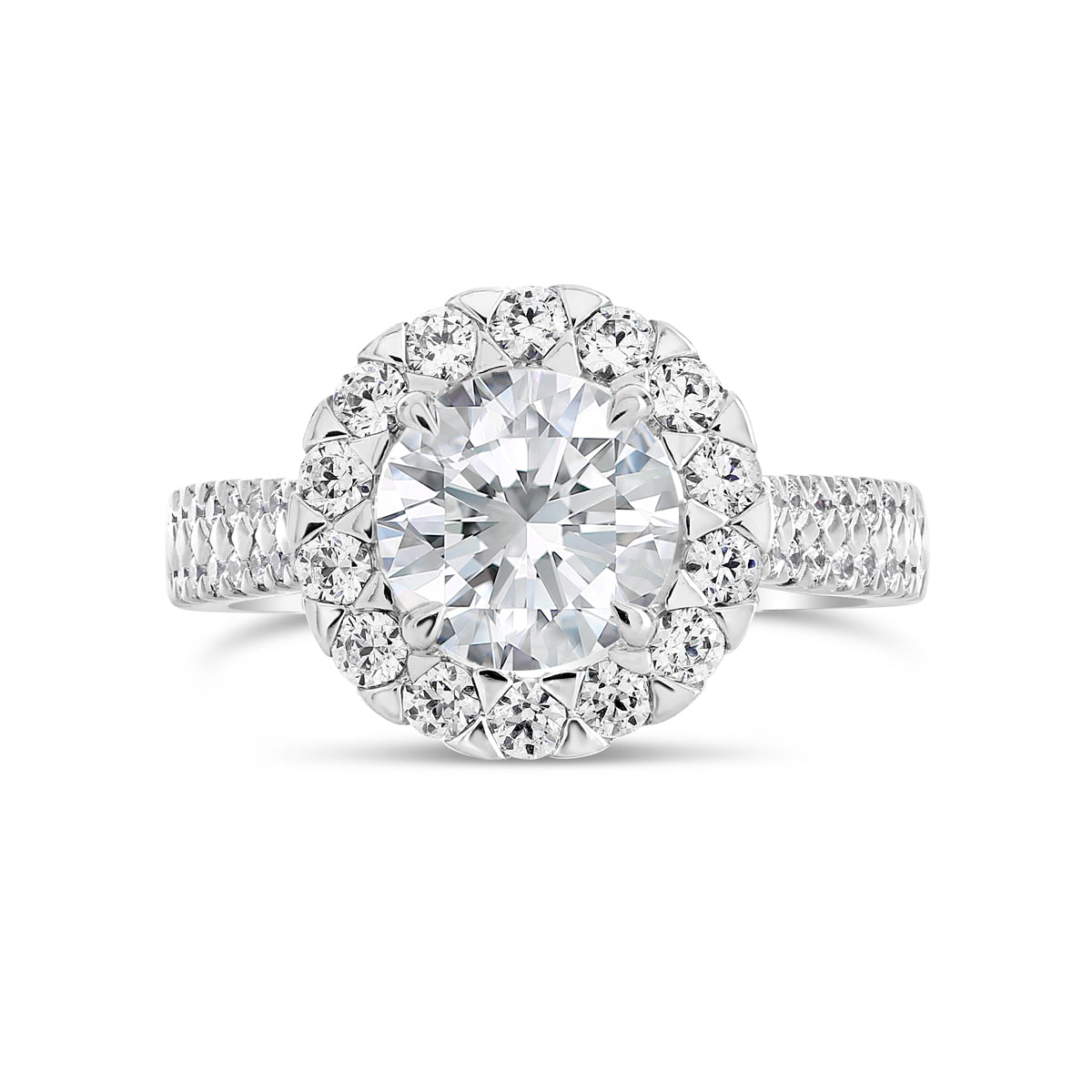 Round Brilliant Cut Diamond Halo Engagement Ring - ACB087 Round Brilliant Cut Diamond Halo Engagement Ring - ACB087
