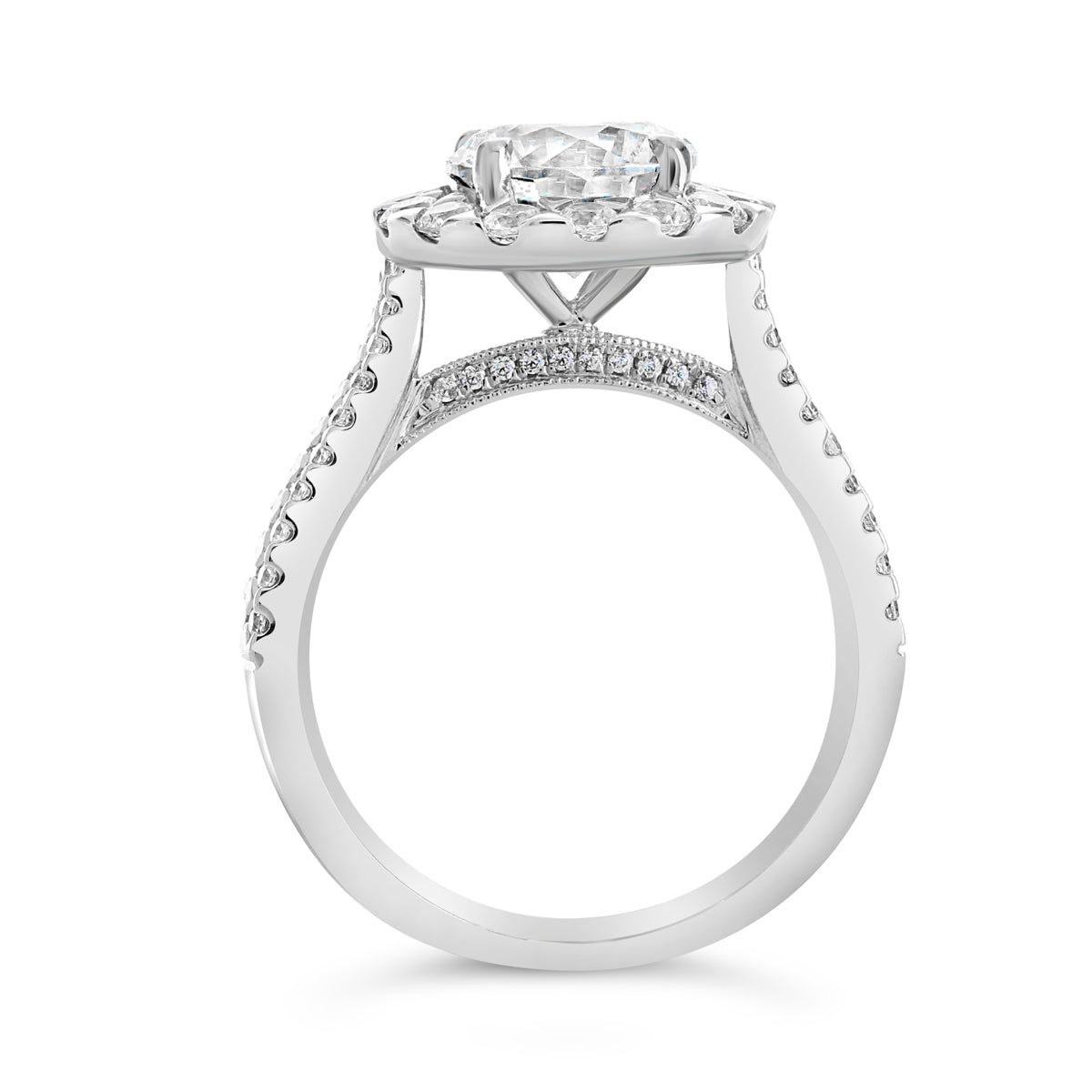 Round Brilliant Cut Diamond Halo Engagement Ring - ACB087 Round Brilliant Cut Diamond Halo Engagement Ring - ACB087