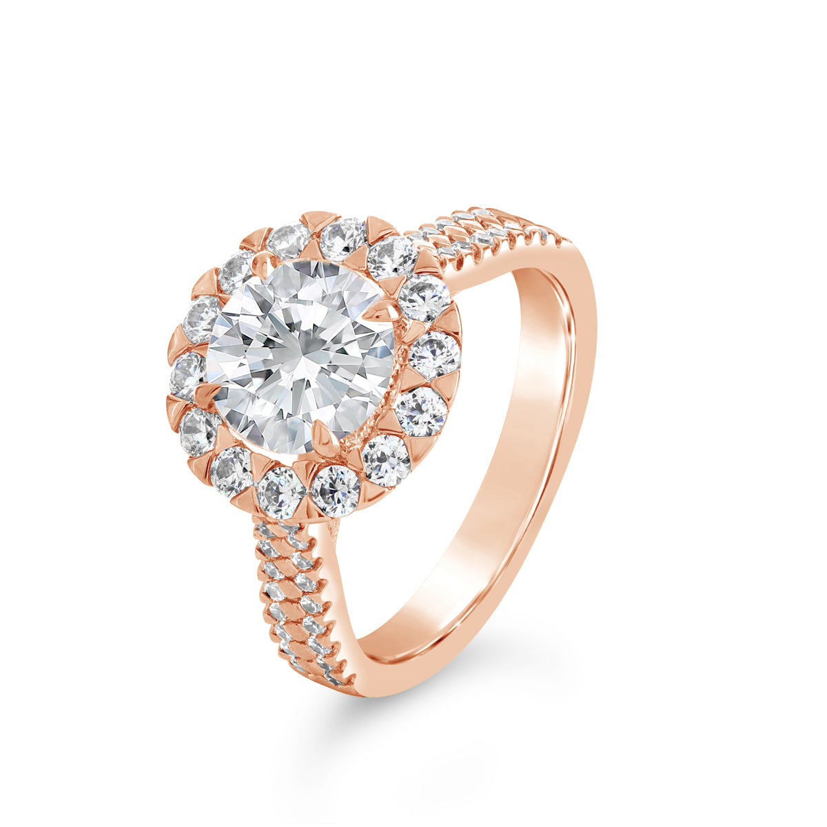 Round Brilliant Cut Diamond Halo Engagement Ring - ACB087 Round Brilliant Cut Diamond Halo Engagement Ring - ACB087