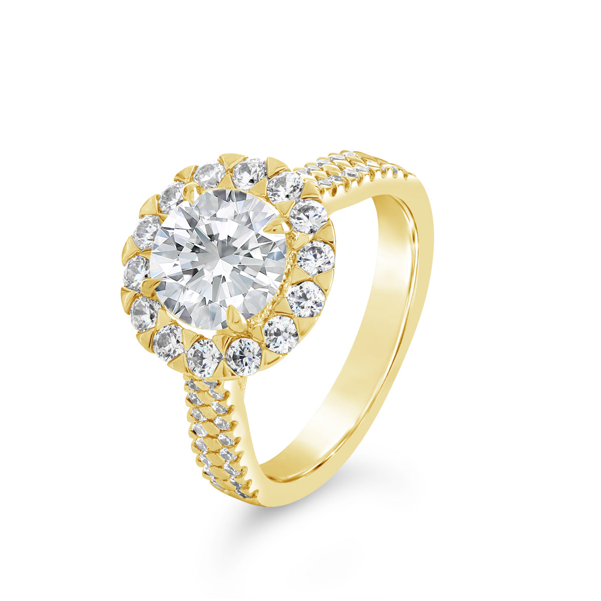 Round Brilliant Cut Diamond Halo Engagement Ring - ACB087 Round Brilliant Cut Diamond Halo Engagement Ring - ACB087