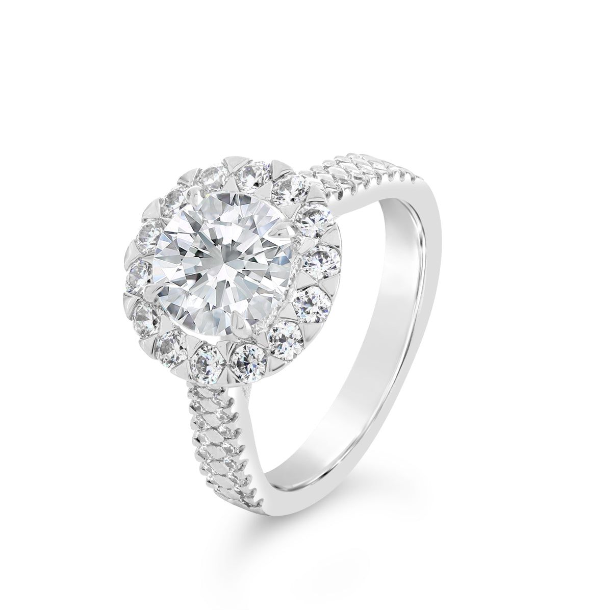 Round Brilliant Cut Diamond Halo Engagement Ring - ACB087 Round Brilliant Cut Diamond Halo Engagement Ring - ACB087
