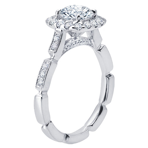 Round Brilliant Cut Diamond Halo Engagement Ring - ACB097 Round Brilliant Cut Diamond Halo Engagement Ring - ACB097