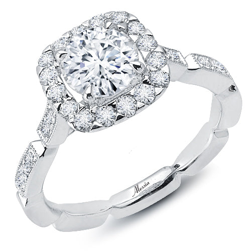 Round Brilliant Cut Diamond Halo Engagement Ring - ACB097 Round Brilliant Cut Diamond Halo Engagement Ring - ACB097