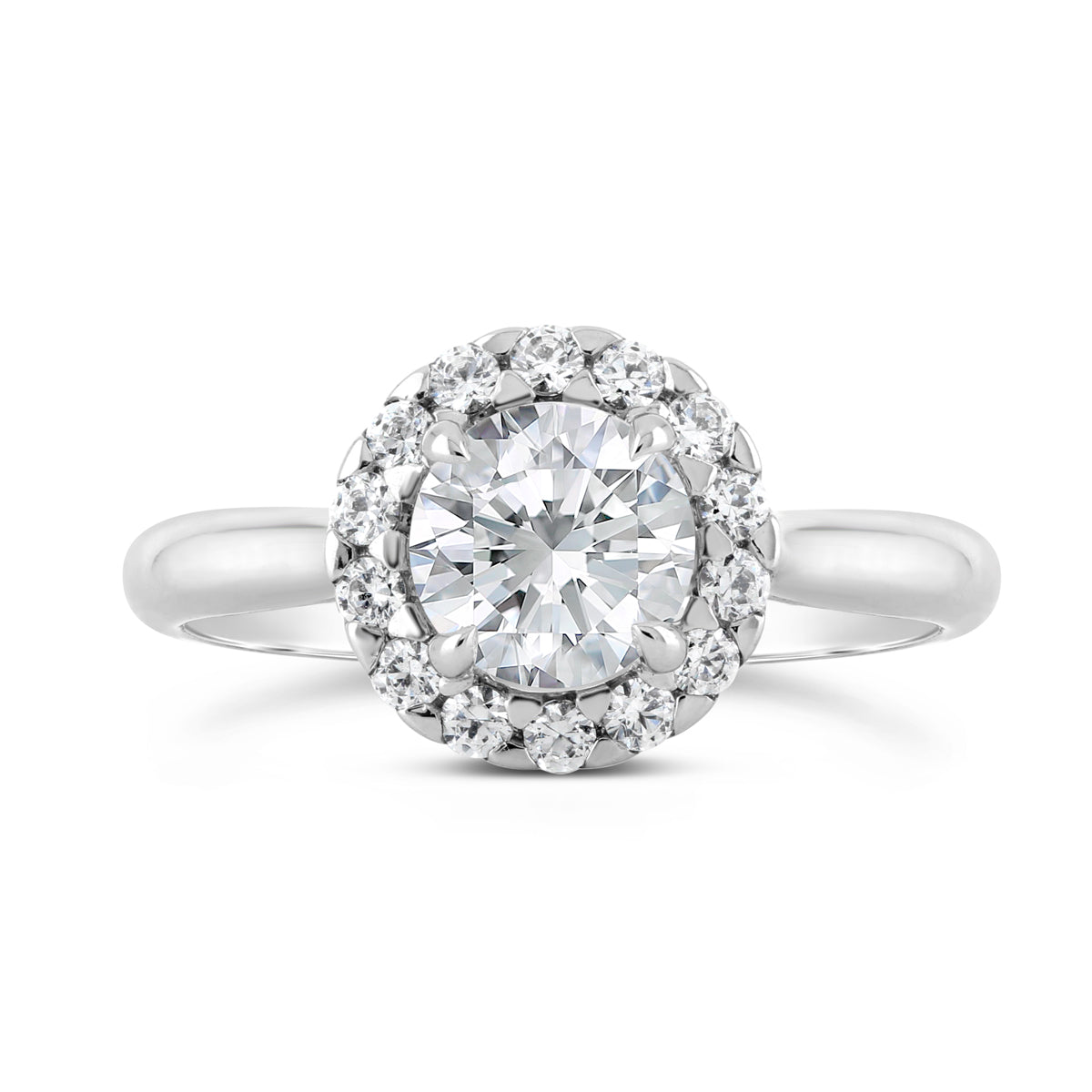 Round Brilliant Cut Diamond Halo Engagement Ring - ACB098 Round Brilliant Cut Diamond Halo Engagement Ring - ACB098
