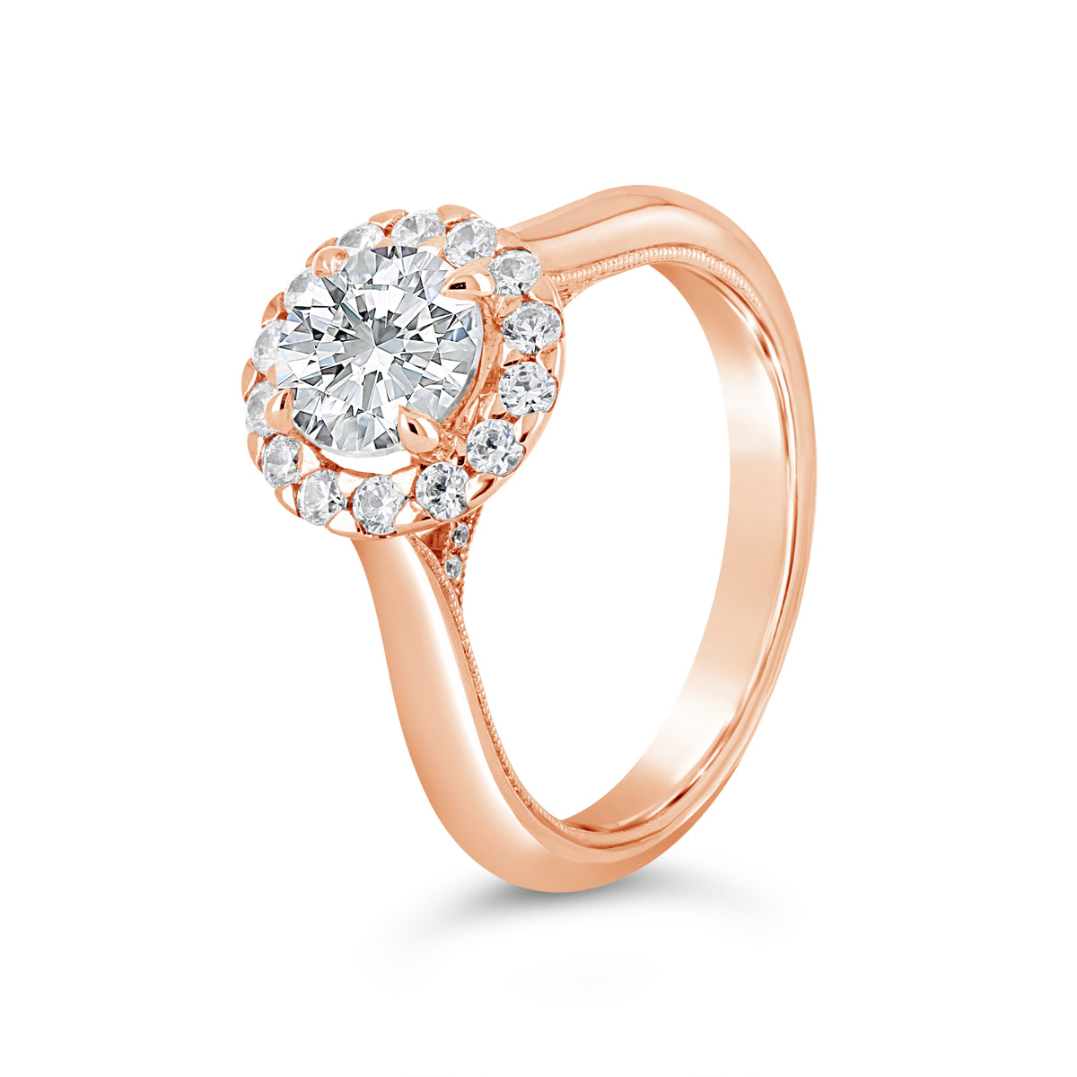 Round Brilliant Cut Diamond Halo Engagement Ring - ACB098 Round Brilliant Cut Diamond Halo Engagement Ring - ACB098