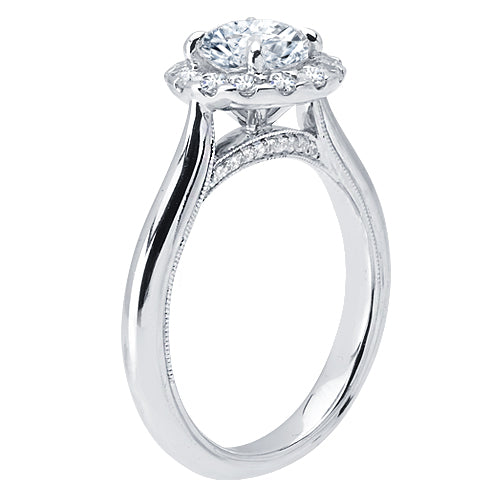 Round Brilliant Cut Diamond Halo Engagement Ring - ACB098 Round Brilliant Cut Diamond Halo Engagement Ring - ACB098