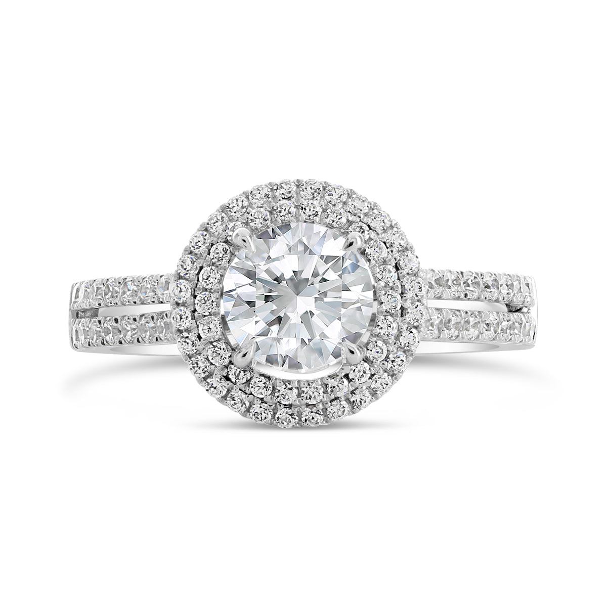 Round Brilliant Cut Double Halo Engagement Ring - ACB104 Round Brilliant Cut Double Halo Engagement Ring - ACB104