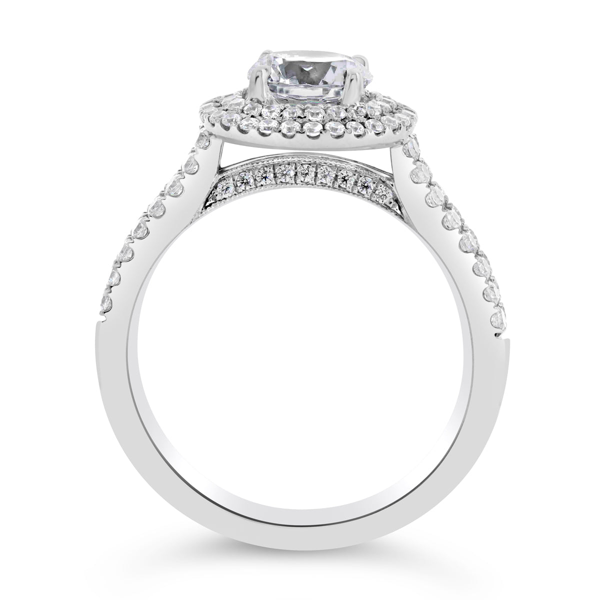 Round Brilliant Cut Double Halo Engagement Ring - ACB104 Round Brilliant Cut Double Halo Engagement Ring - ACB104