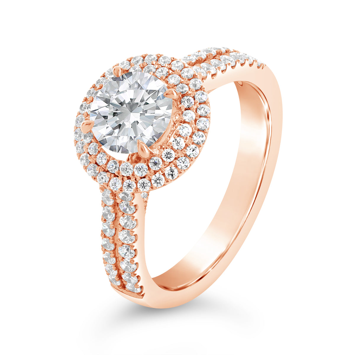 Round Brilliant Cut Double Halo Engagement Ring - ACB104 Round Brilliant Cut Double Halo Engagement Ring - ACB104
