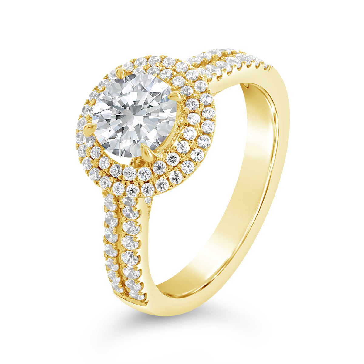Round Brilliant Cut Double Halo Engagement Ring - ACB104 Round Brilliant Cut Double Halo Engagement Ring - ACB104