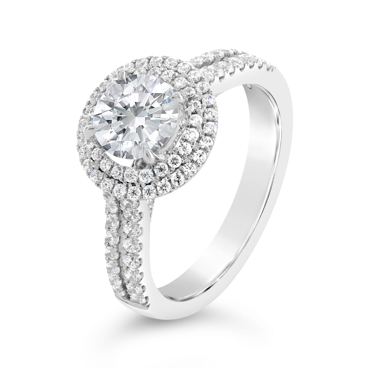 Round Brilliant Cut Double Halo Engagement Ring - ACB104 Round Brilliant Cut Double Halo Engagement Ring - ACB104