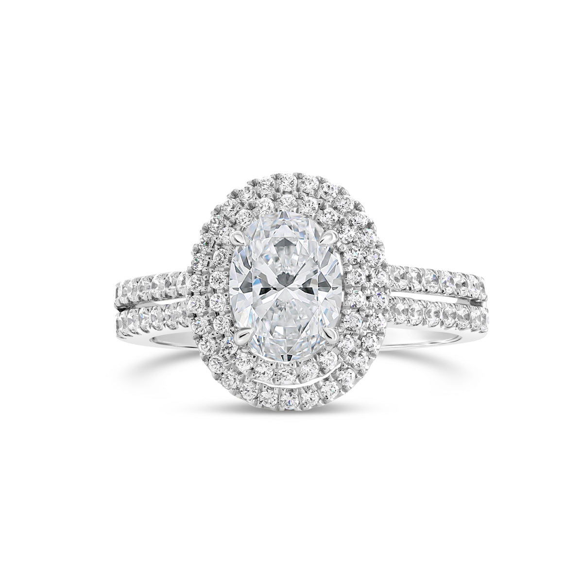 Oval Cut Twin Diamond Halo Engagement Ring - ACB110 Oval Cut Twin Diamond Halo Engagement Ring - ACB110