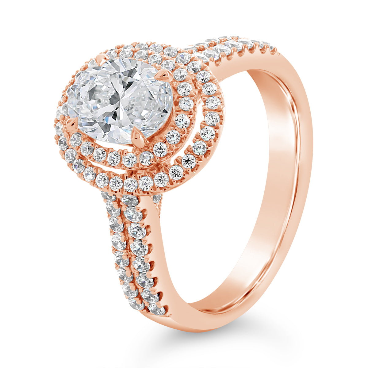 Oval Cut Twin Diamond Halo Engagement Ring - ACB110 Oval Cut Twin Diamond Halo Engagement Ring - ACB110