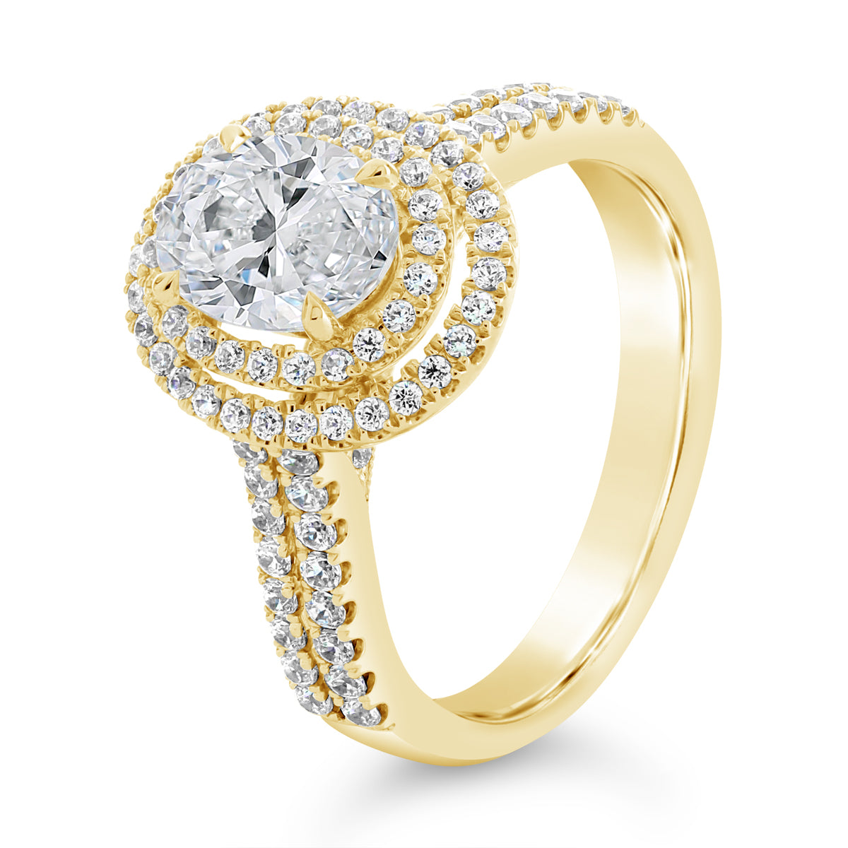Oval Cut Twin Diamond Halo Engagement Ring - ACB110 Oval Cut Twin Diamond Halo Engagement Ring - ACB110