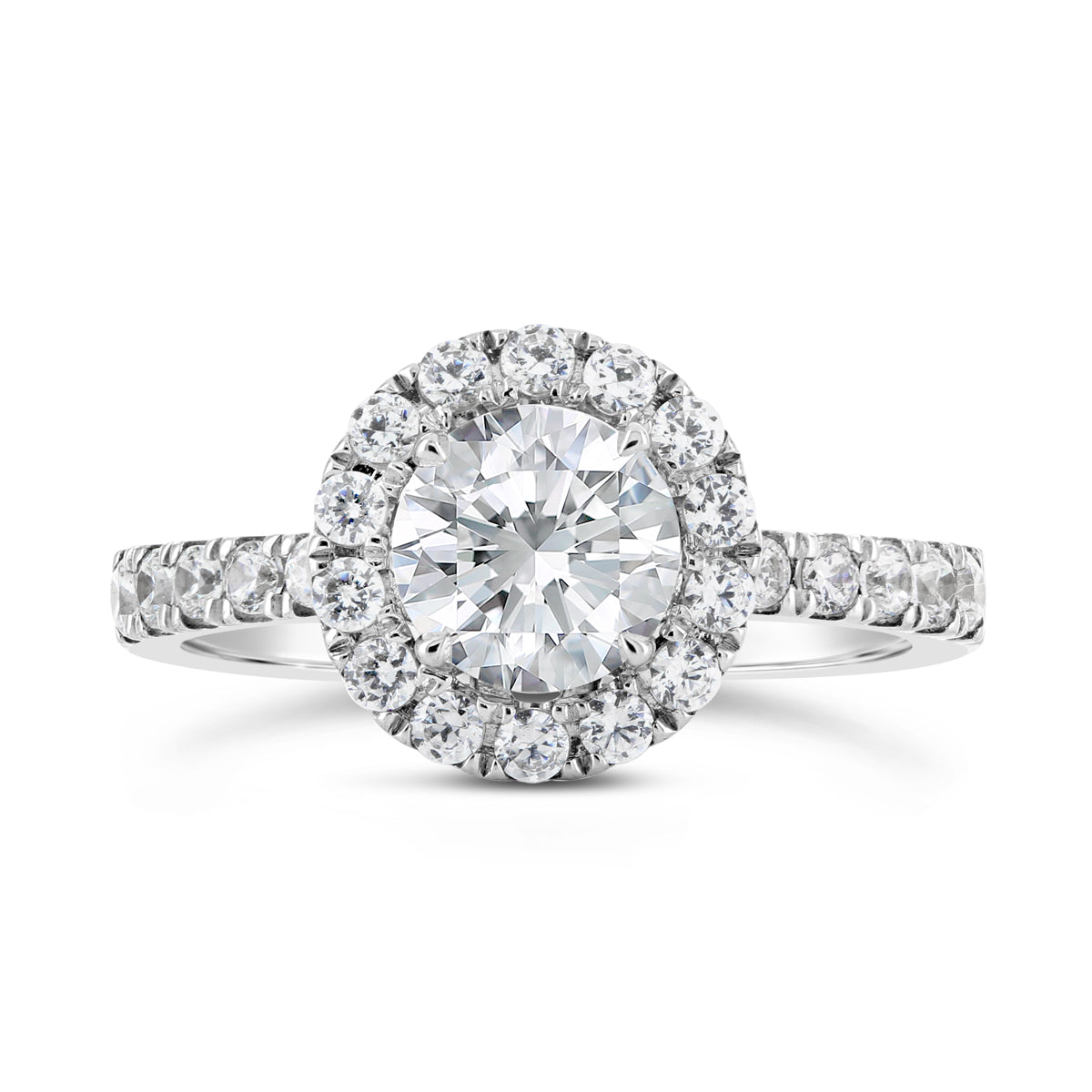 Round Brilliant Cut Diamond Halo Engagement Ring - ACB113 Round Brilliant Cut Diamond Halo Engagement Ring - ACB113