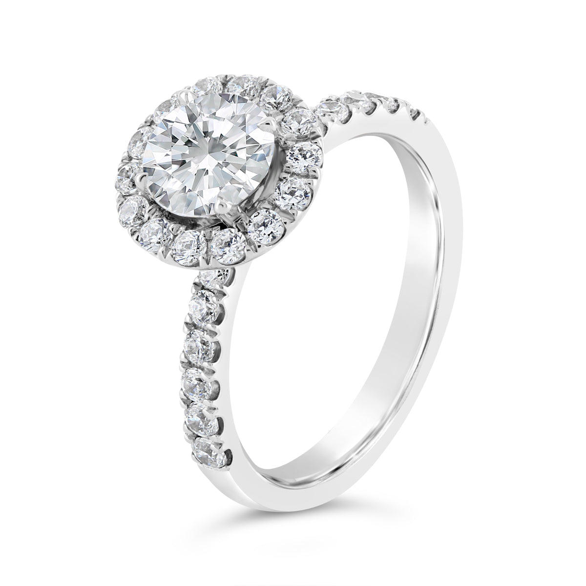 Round Brilliant Cut Diamond Halo Engagement Ring - ACB113 Round Brilliant Cut Diamond Halo Engagement Ring - ACB113