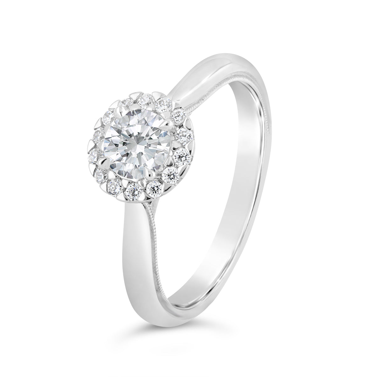 Round Brilliant Cut Diamond Halo Engagement ring - ACB114 Round Brilliant Cut Diamond Halo Engagement ring - ACB114