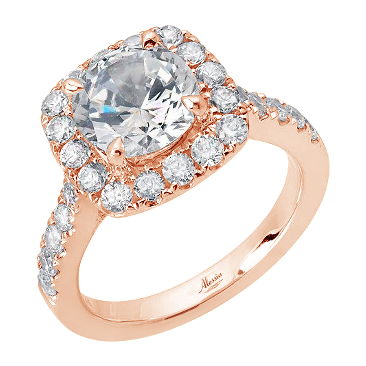 Round Brilliant Cut Diamond Halo Engagement Ring - ACB120 Round Brilliant Cut Diamond Halo Engagement Ring - ACB120