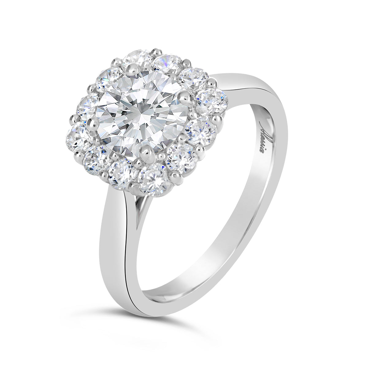 Round Brilliant Cut Diamond Halo Engagement Ring - ACB126 Round Brilliant Cut Diamond Halo Engagement Ring - ACB126
