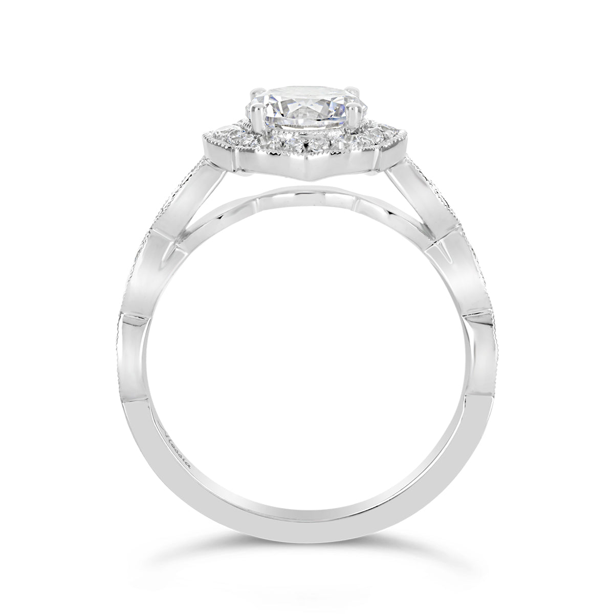 Round Brilliant Cut Flower Halo Engagement Ring - ACB127 Round Brilliant Cut Flower Halo Engagement Ring - ACB127