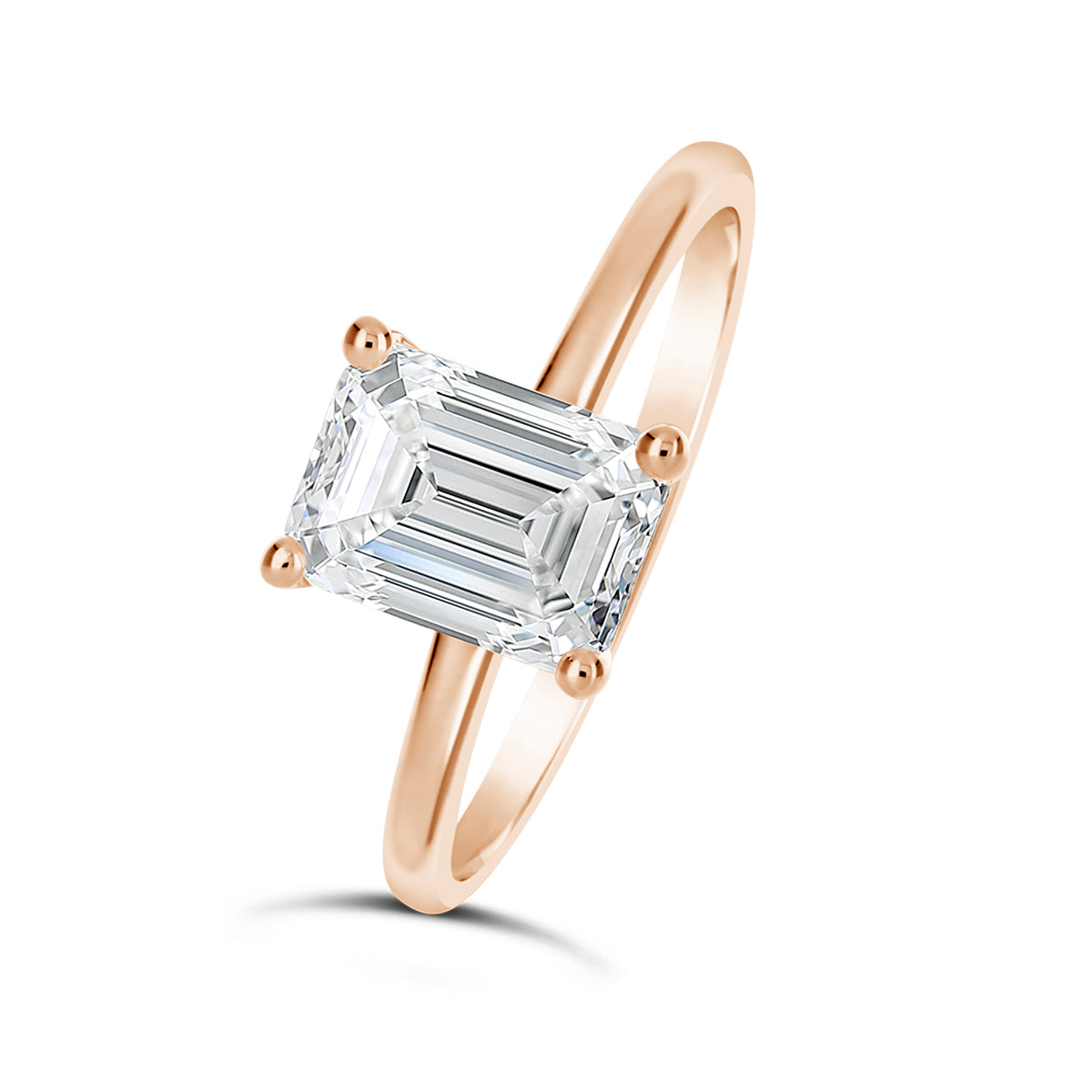 Emerald Cut Solitaire Diamond Engagement Ring - ACB129 Emerald Cut Solitaire Diamond Engagement Ring - ACB129