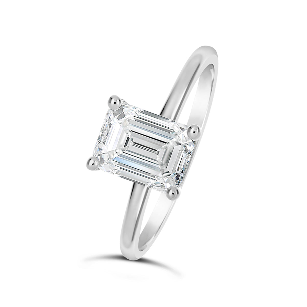 Emerald Cut Solitaire Diamond Engagement Ring - ACB129 Emerald Cut Solitaire Diamond Engagement Ring - ACB129