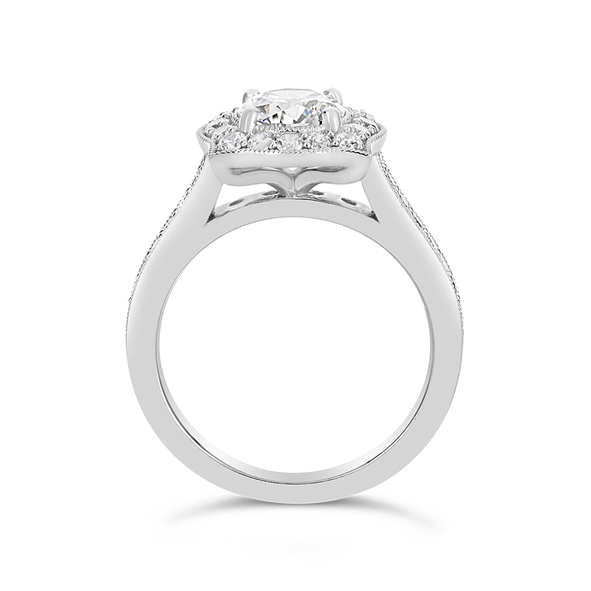 Round Brilliant Cut Pave Set Diamond Halo Engagement ring - ACB136 Round Brilliant Cut Pave Set Diamond Halo Engagement ring - ACB136