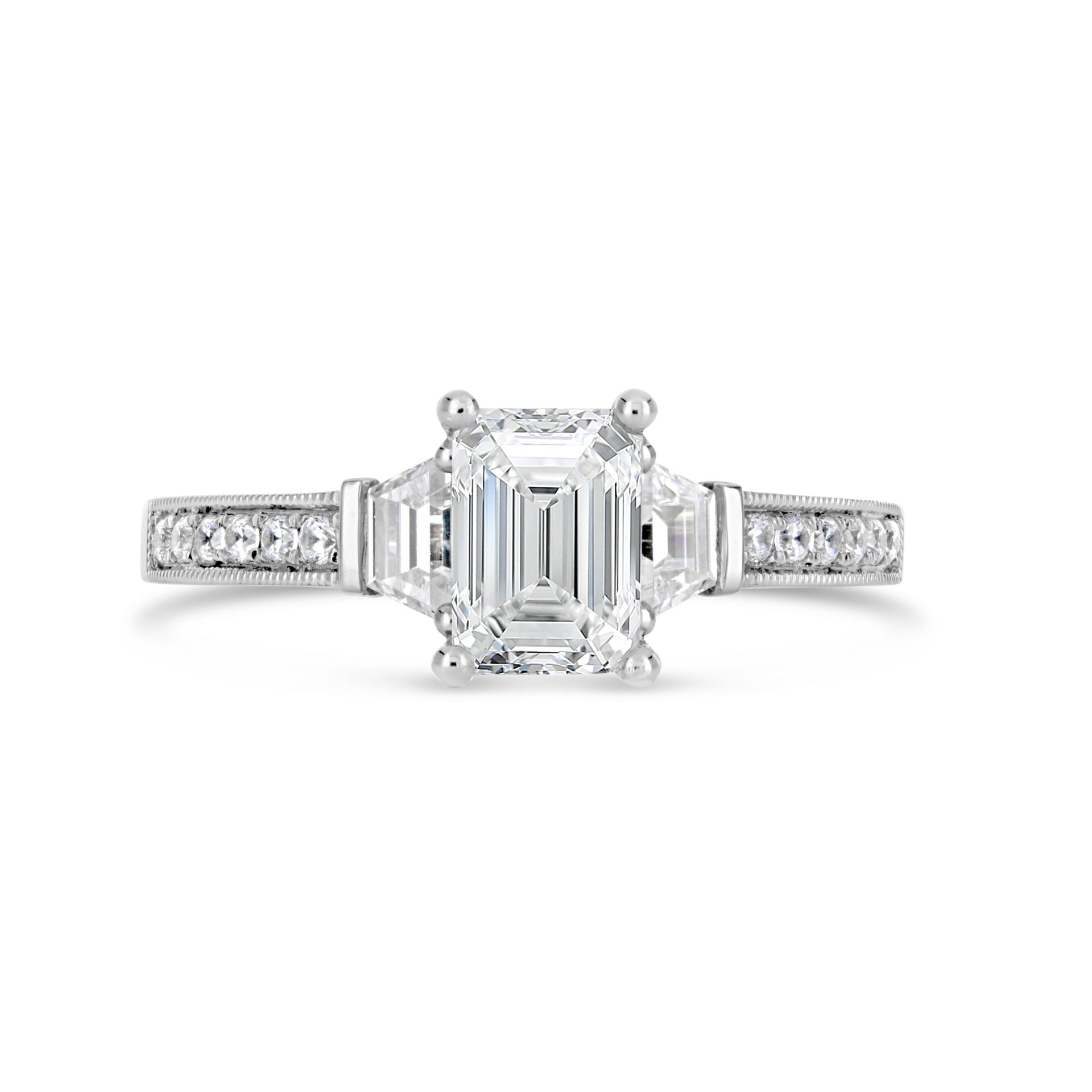 Emerald Cut Three Stone Diamond Engagement Ring - ACB145 Emerald Cut Three Stone Diamond Engagement Ring - ACB145