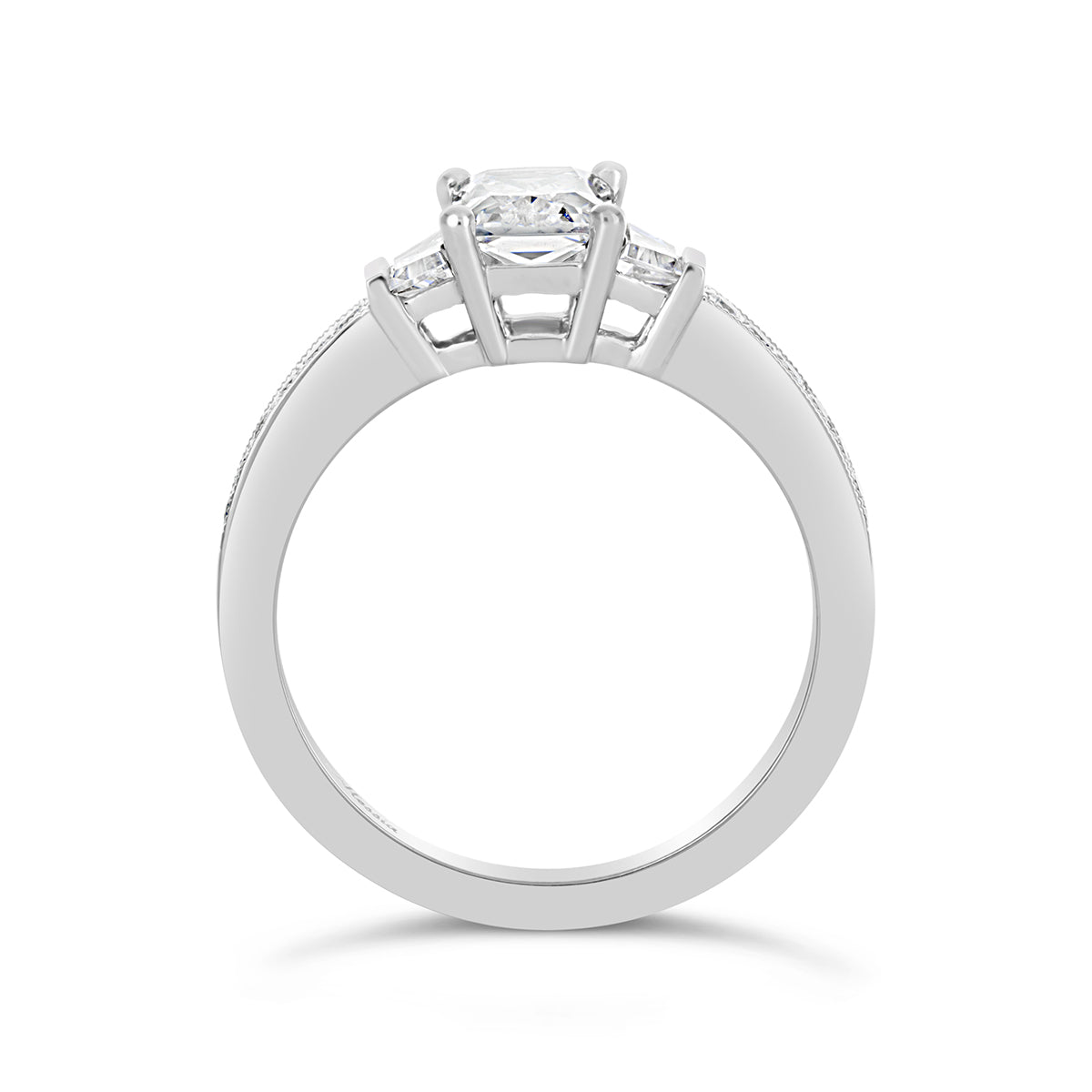 Emerald Cut Three Stone Diamond Engagement Ring - ACB145 Emerald Cut Three Stone Diamond Engagement Ring - ACB145