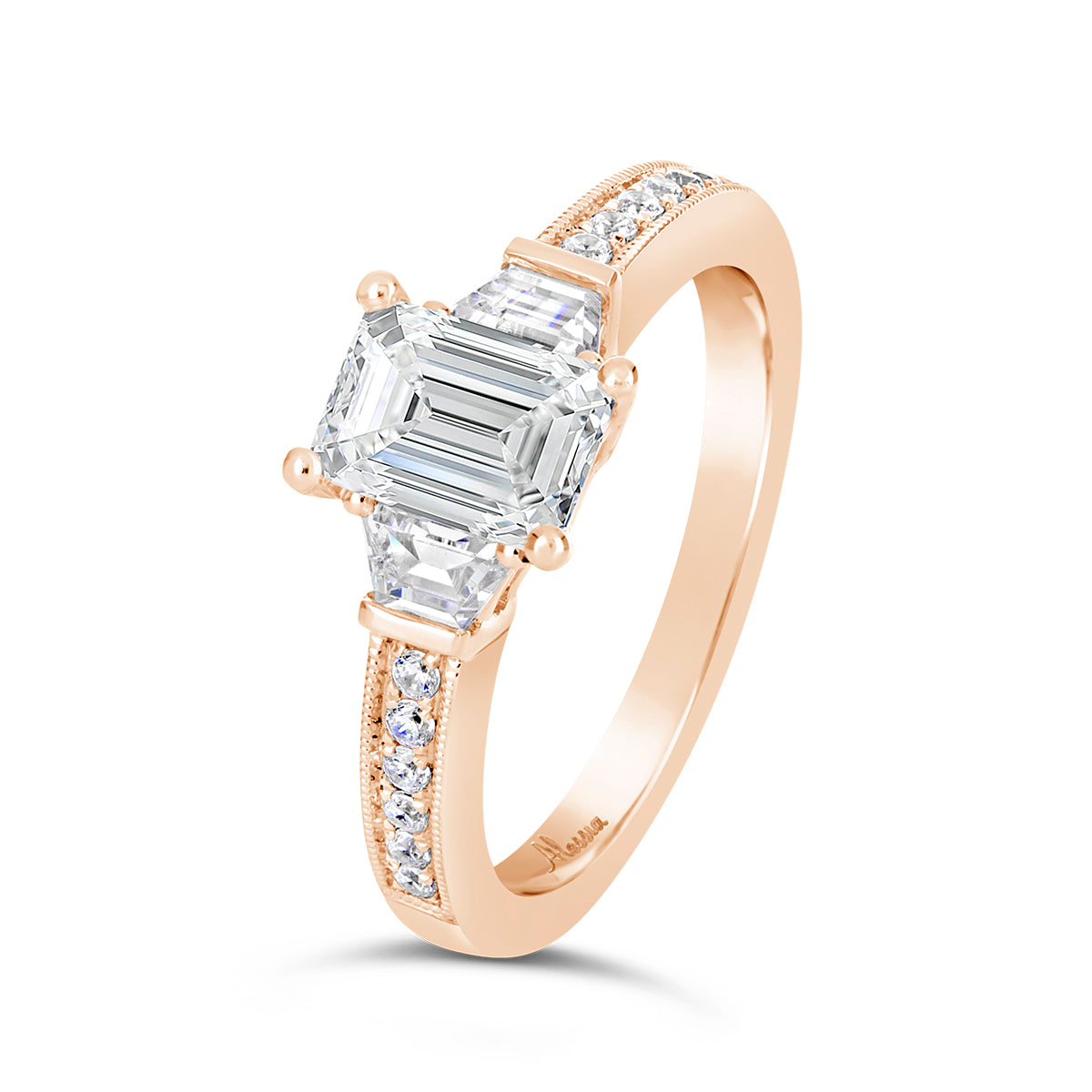 Emerald Cut Three Stone Diamond Engagement Ring - ACB145 Emerald Cut Three Stone Diamond Engagement Ring - ACB145