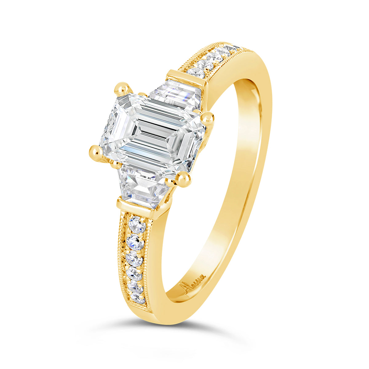 Emerald Cut Three Stone Diamond Engagement Ring - ACB145 Emerald Cut Three Stone Diamond Engagement Ring - ACB145