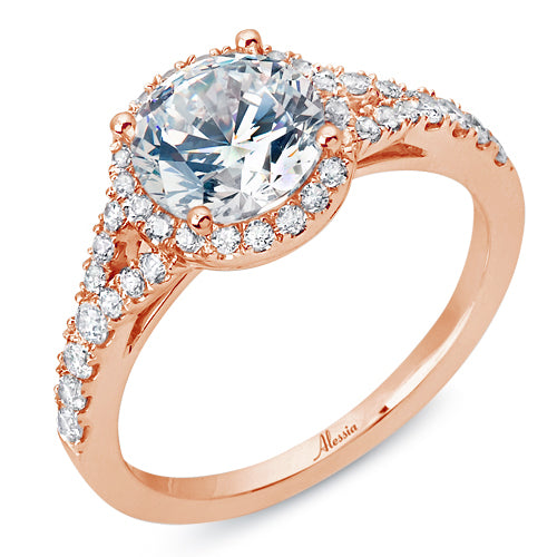Round Brilliant Cut Split Band Diamond Halo Engagement Ring - ACB234 Round Brilliant Cut Split Band Diamond Halo Engagement Ring - ACB234