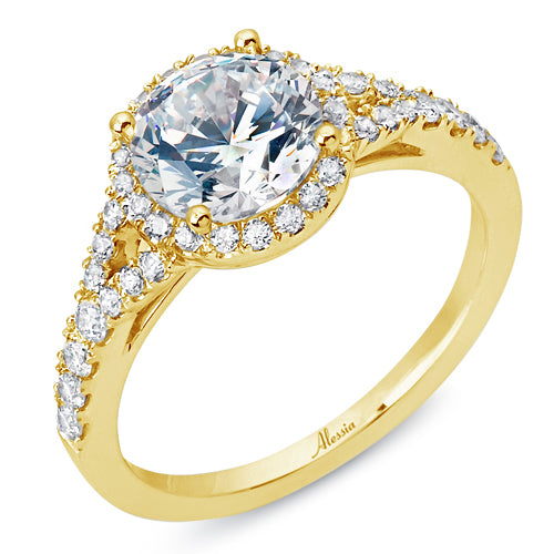 Round Brilliant Cut Split Band Diamond Halo Engagement Ring - ACB234 Round Brilliant Cut Split Band Diamond Halo Engagement Ring - ACB234