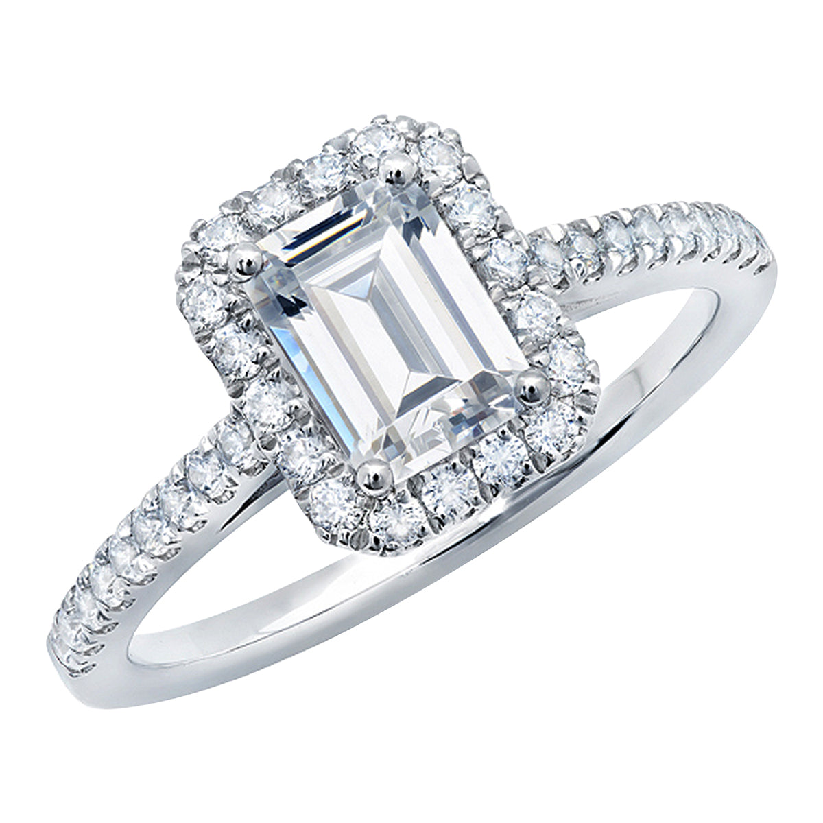 Emerald Cut Diamond Halo Engagement Ring - ACB249 Emerald Cut Diamond Halo Engagement Ring - ACB249