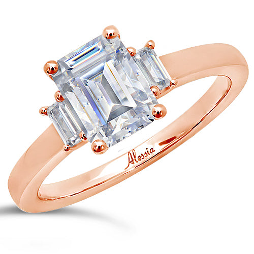 Emerald Cut Three Stone Diamond Solitaire Engagement Ring - ACB252 Emerald Cut Three Stone Diamond Solitaire Engagement Ring - ACB252