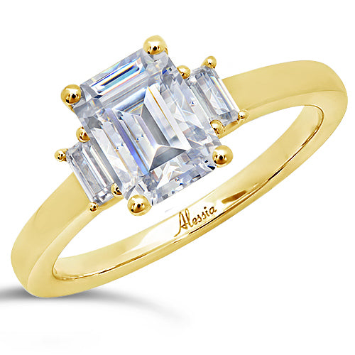 Emerald Cut Three Stone Diamond Solitaire Engagement Ring - ACB252 Emerald Cut Three Stone Diamond Solitaire Engagement Ring - ACB252