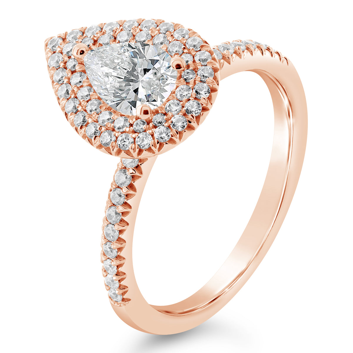 Pear Shape Double Halo Diamond Engagement Ring - ACB408 Pear Shape Double Halo Diamond Engagement Ring - ACB408